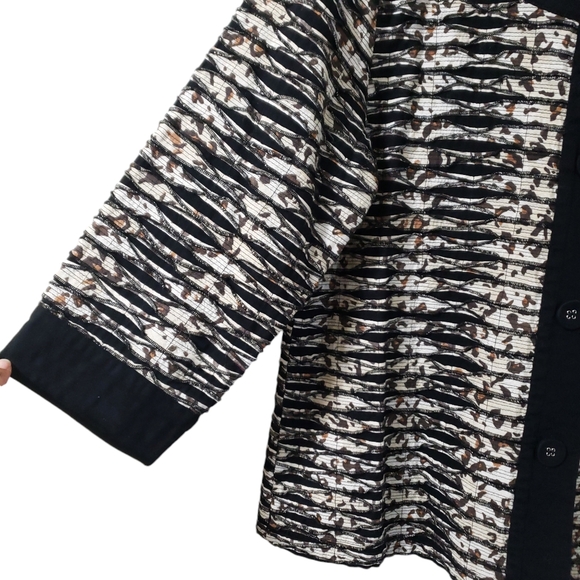 Chico's Cotton Applique Animal Print Button Front Jacket Large Mobwife - Picture 4 of 10